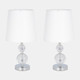51198#S/2 Crystal 19" Faceted Table Lamp, Silver