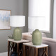 51209-02#S/2 Ceramic 19" Table Lamp, Dk Sage