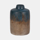 18044-02#Terracotta, 14"h 2-tone Vase, Blue/ivory