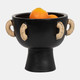 18045-01#Terracotta, 9"h Eared Bowl On Stand Vase, Black