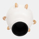 18045-02#Terracotta, 9"h Eared Bowl On Stand Vase, White