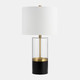 51232#Glass, 26" Cylinder Table Lamp, Black/white