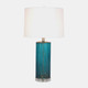 51246-01#Glass 28"  Chevron Table Lamp, Blue