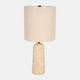 51258-01#Travertine, 25" Cylinder Table Lamp, Natural