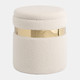 18094-03#S/2 16"/17" Belted Boucle Storage Ottoman, Ivory