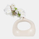 18105-02#Stoneware 7" Curvy Cut-out Vase, Cotton