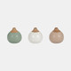 12681-04#S/3 Matte Bud Vases, Creme/drk Sage/cotton White