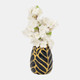 13036-10#Ceramic 8" Leaf Vase, Drk Navy/gold