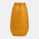 16945-05#Cer, 12"h Carved Vase, Mustard Gold