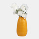 16945-05#Cer, 12"h Carved Vase, Mustard Gold