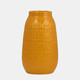 16945-07#Cer, 10"h Carved Vase, Mustard Gold