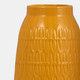 16945-07#Cer, 10"h Carved Vase, Mustard Gold