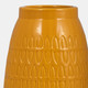 16945-09#Cer, 8"h Carved Vase, Mustard Gold