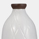 17930-08#Cer, 16" Plaid Textured Vase, White