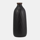 17930-09#Cer, 16" Plaid Textured Vase, Black