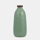 17930-10#Cer, 12" Plaid Textured Vase, Dark Sage