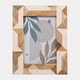 18122-02#Resin, 5x7 Wood & White Geometric Photo Frame, Whi