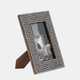 18124-01#Resin, 4x6 Studded Photo Frame, Silver/black