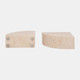 18134#Travertine, S/2 5" Half Dome Bookends, Tan