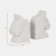 18140#Marble, S/2 6" Horse Head Bookends, White
