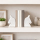 18140#Marble, S/2 6" Horse Head Bookends, White