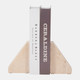 18146#Travertine, S/2 5" Triangle Bookends, Tan