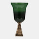 18157-02#Glass, 19" 5th Ave Vase On Stand, Green/gold