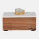 18169-01#Marble, 7" Clear Agate Cluster & Wood Base Box, Na