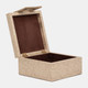 18176#Faux Leather, 8" Square Metallic Box, Nude