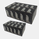 18178#Glass, S/2 8/11"arch Doorway Boxes, Black/white