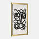 70257#35x59, Hand Painted Gold Frame Geometric Face, Blk