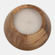 80270-01#6" 10 Oz Vanilla Modern Wood Bowl Candle, Natural
