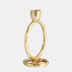 18184-05#Metal, 6" Round Ring Taper Candleholder, Gold