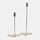 18200-02#Metal, 16" Squiggly Base Taper Candleholder, Gold