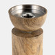 18212-01#Wood, 11" Acrylic Detail Taper Candleholder, Natur