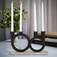 18188#Metal, 13" 4-taper Candleholder On Marble Base, Bl