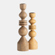 18193-02#Wood, 12" Stacking Shapes Taper Candleholder, Natu