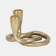 18206-01#Metal, 6" Knotted 2-taper Candleholder, Gold