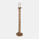 18218-03#Wood, 36" Spiral Floor Pillar Candleholder, Natura