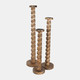 18218-03#Wood, 36" Spiral Floor Pillar Candleholder, Natura