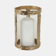 18226-02#Metal, 8" Hurricane W Glass, Gold