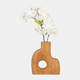 18240#Wood, 8" Circle Cut-out Vase, Natural
