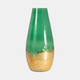 18267-01#Glass, 11" Gold Dipped Vase, Green