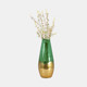 18267-03#Glass, 19" Gold Dipped Vase, Green