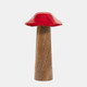 18275-02#Wood, 8" Toadstool Mushroom, Red