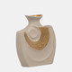 18270-01#Metal, 11" Embossed Swirl Vase, Gold/nude