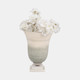 18271-01#Glass, 12" Vase On Marble Base, Sage/ivory Kd