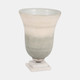 18271-01#Glass, 12" Vase On Marble Base, Sage/ivory Kd