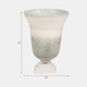 18271-02#Glass, 14" Vase On Marble Base, Sage/ivory Kd