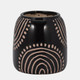 18412-02#Cer, 6" Tribal Arch Vase, Black/tan
